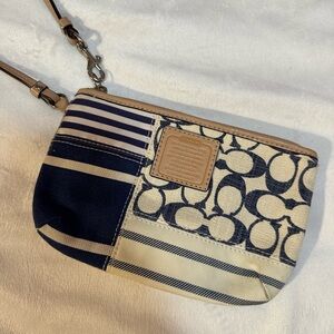 Coach Blue and White Wristlet